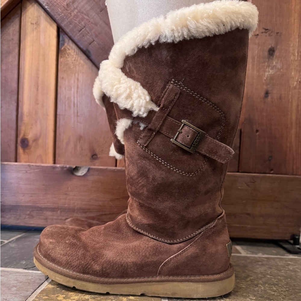 Tall Ugg slip on Sherpa lined boot